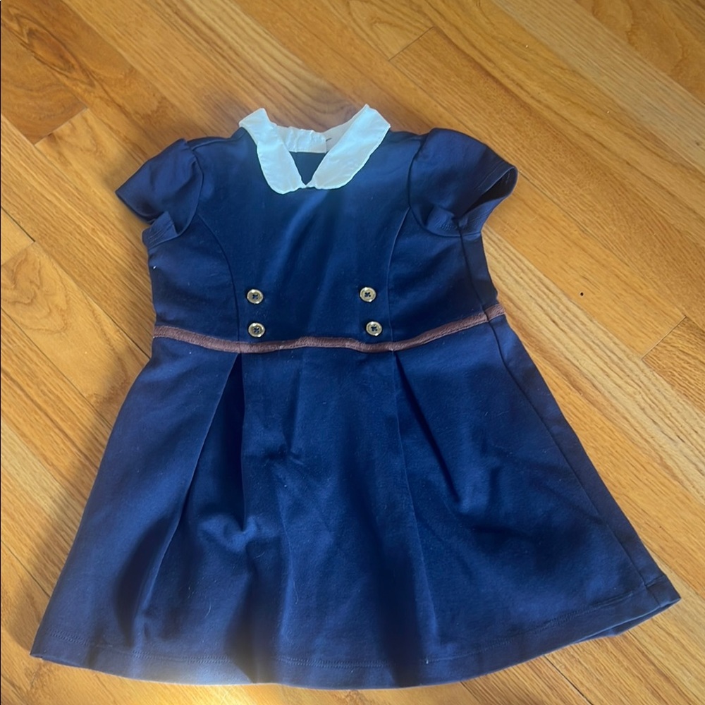 Navy Blue Dress with White Collar